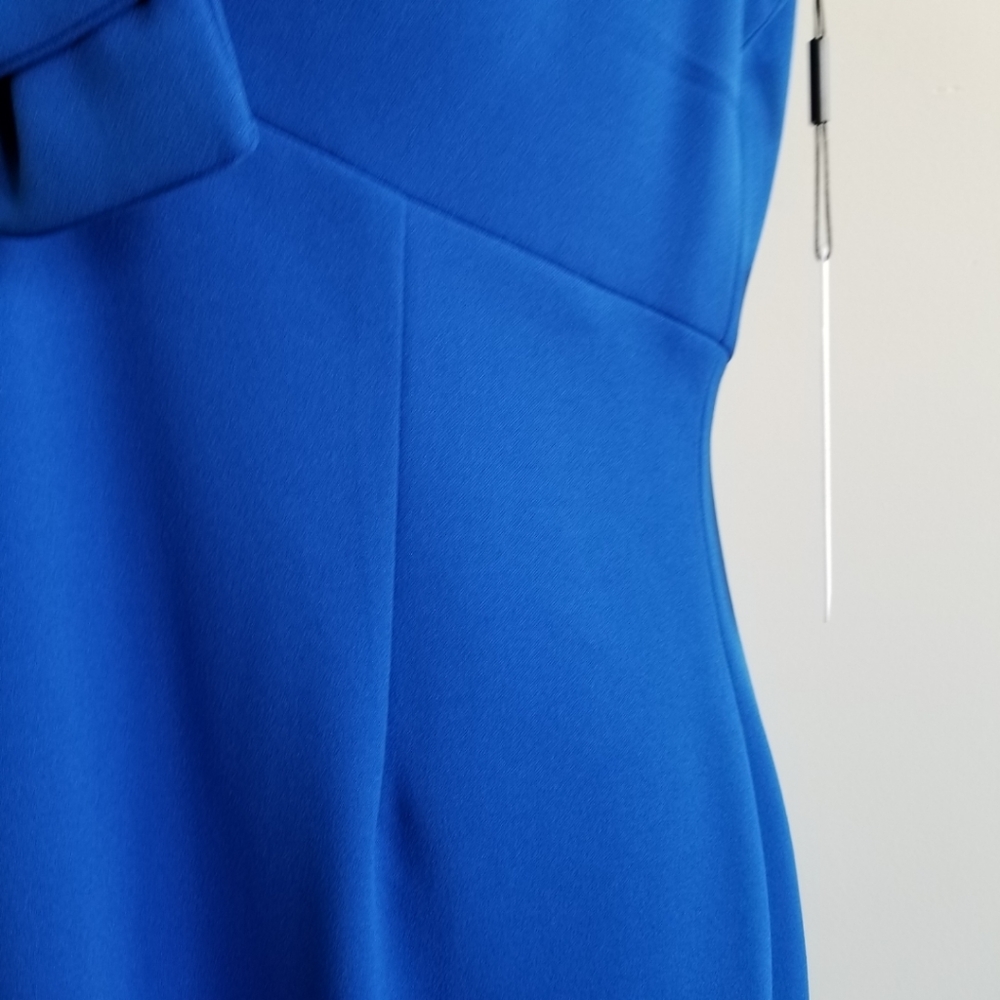 🆕️⬇️Calvin Klein Capri Blue V-neck Tie Sheath Dress - Picture 3 of 13